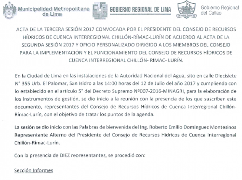 Conformacion del Grupo de Trabajo de Infraestructura Natural y Conservacion del Agua