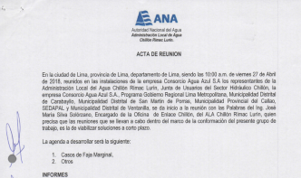 Acta de Reunion del Grupo de Trabajo Multisectorial de la Cuenca del Rio Chillon